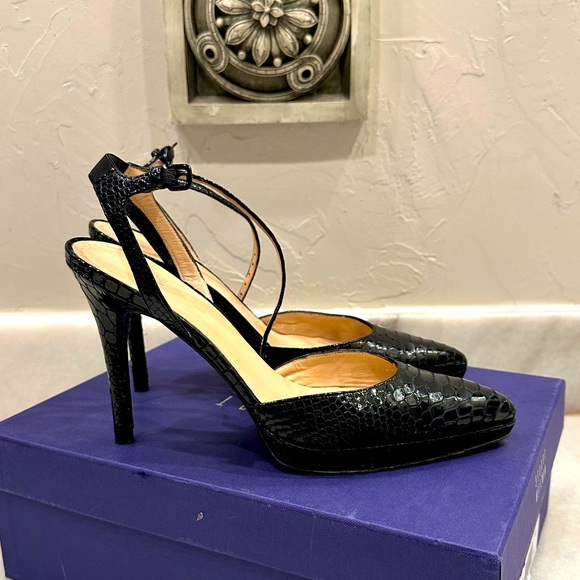 Stuart Weitzman Shoes - Stuart Weitzman Black Crystal Snake Heels